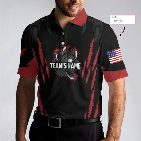 Personalized Bowling Team Monster Custom Polo Shirt, Black And Red Custom Bowling Polo, Customized Bowling Gift Coolspod