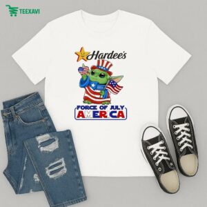 Baby Yoda Hardee’s Force Of July America Flag Heart Star Wars T-Shirt