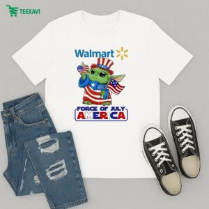 Baby Yoda Walmart Force Of July America Flag Heart Star Wars T-Shirt
