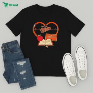 Baltimore Orioles Book Heart Apple Heartbeat T-Shirt