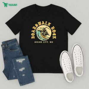 Boardwalk Rock Ocean City Md Grim Reaper Surfboard T-Shirt