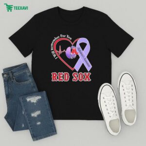 Boston Red Sox I Will Remember For You Alzheimer’s Awareness Heart Brain T-Shirt