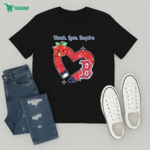 Boston Red Sox Teach Love Inspire Apple Heart T-Shirt