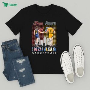 Caitlin Clark And Tyrese Haliburton Indiana Fever X Indiana Pacers In Indiana Basketball Signature Skyline Signatures T-Shirt
