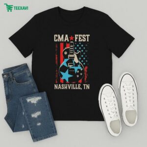 Cma Fest Nashville Tn Guitar American Flag T-Shirt