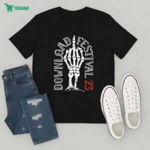 Download Festival 2023 Line Up Skeleton Middle Finger T-Shirt