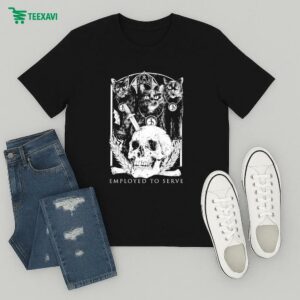 Employed To Serve Cats Skull Knife T-Shirt