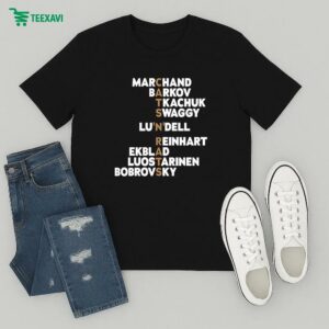 Florida Panthers Marchand Barkov Tkachuk Swaggy Lundell Reinhart Ekblad Luostarinen Bobrovsky Cats ‘and’ Rats Names 2025 T-Shirt