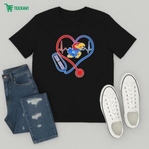 Kansas Jayhawks Caring Hearts Nurse T-Shirt