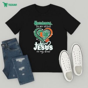 Miami Hurricanes In My Veins, Jesus In My Heart Diamond T-Shirt