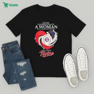 Never Underestimate A Woman Who Understands Baseball And Loves Minnesota Twins Diamond Heart T-Shirt