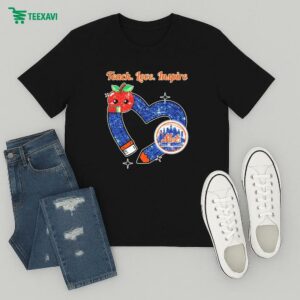 New York Mets Teach Love Inspire Apple Heart T-Shirt