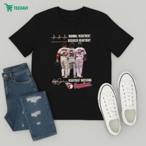 Normal Heartbeat Deceased Heartbeat Heartbeat Watching Cleveland Guardians Signatures T-Shirt