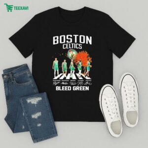 Official Boston Celtics Bleed Green Road Abbey Signatures T-Shirt