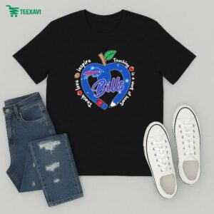 Official Buffalo Bills Teach Love Inspire Teaching Is A Work Of Heart Apple T-Shirt