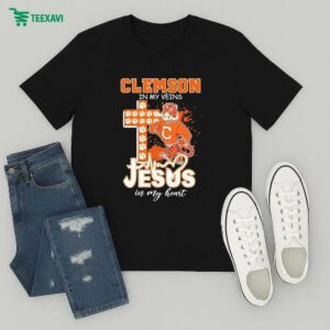 Official Clemson Tigers In My Veins, Jesus In My Heart Mascot T-Shirt