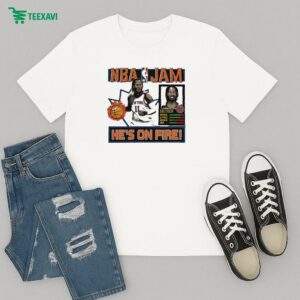 Official Jalen Brunson New York Knicks Nba Jam He’s On Fire T-Shirt