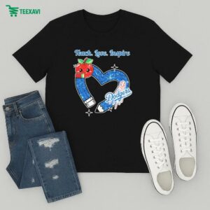 Official Los Angeles Dodgers Teach Love Inspire Apple Heart T-Shirt