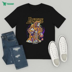 Official Los Angeles Lakers Flood Reaper City Of Angels Warren Lotas Skeleton T-Shirt