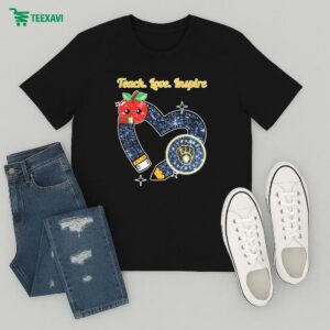 Official Milwaukee Brewers Teach Love Inspire Apple Heart T-Shirt