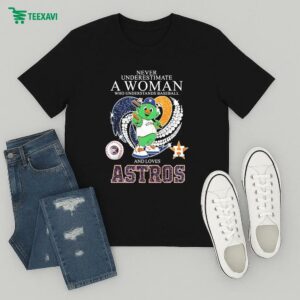 Official Never Underestimate A Woman Who Understands Baseball And Loves Houston Astros Mascot Diamond Heart T-Shirt