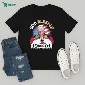 Pope Leo Xiv God Blessed America Flag T-Shirt