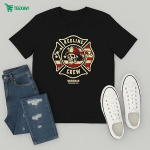 Red Line Crew Workman Trading Co Skull American Flag T-Shirt