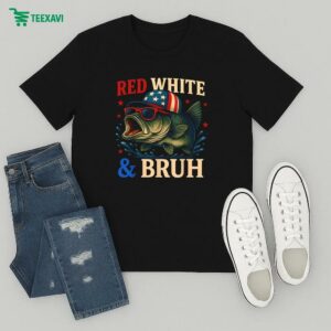 Red White & Bruh America Fish Fishing 4th Of July T-Shirt