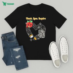 San Diego Padres Teach Love Inspire Apple Heart T-Shirt