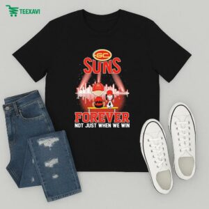 Snoopy And Charlie Brown Gold Coast Suns Forever Not Just When We Win The Peanuts Skyline T-Shirt