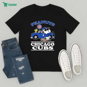 Snoopy And Woodstock The Peanuts X Chicago Cubs Joe Cool Car T-Shirt