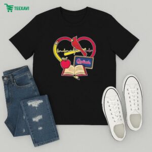 St Louis Cardinals Book Heart Apple Heartbeat T-Shirt