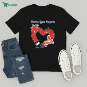St Louis Cardinals Teach Love Inspire Apple Heart T-Shirt