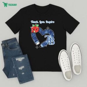 Tampa Bay Rays Teach Love Inspire Apple Heart T-Shirt