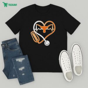 Texas Longhorns Caring Hearts Nurse T-Shirt