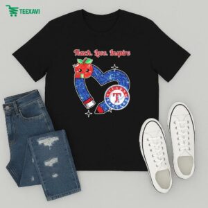 Texas Rangers Teach Love Inspire Apple Heart T-Shirt