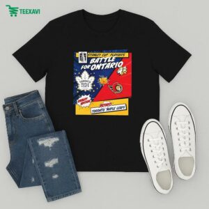 Toronto Maple Leafs Vs. Ottawa Senators 2025 Stanley Cup Playoffs Battle For Ontario Rivalry Comic Pop T-Shirt