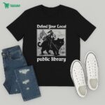 Defend Your Local Public Library Knight Cat T-Shirt