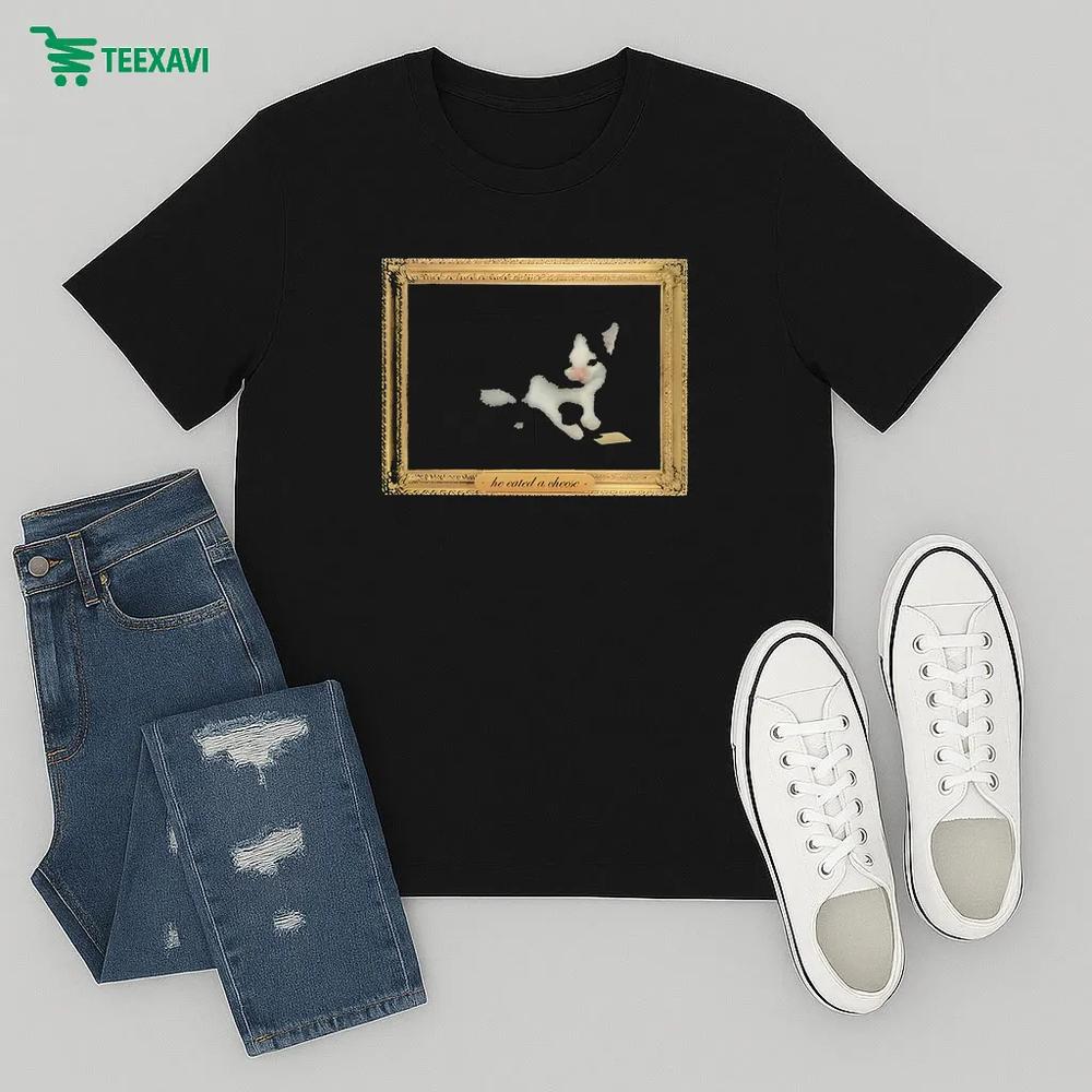 He Eated A Cheese Cat Portrait – T-shirt He Eated A Cheese Cat Portrait – T-shirt