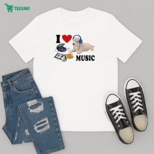 I Love Music Dog T-Shirt