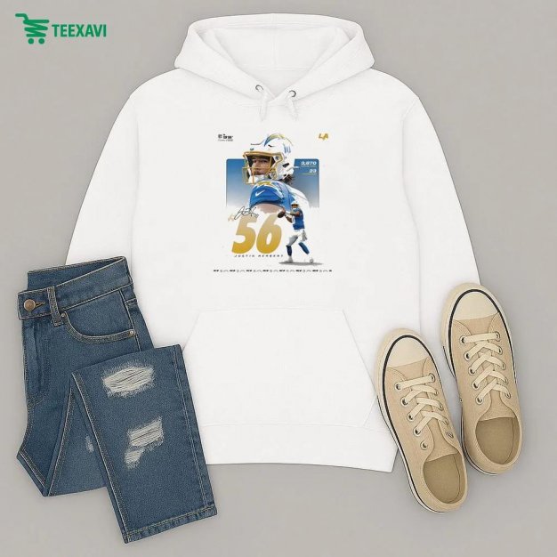 Justin Herbert Nfl Top 100 Ranked 56 For 2025 Season With La Chargers Nfl Season Hoodie