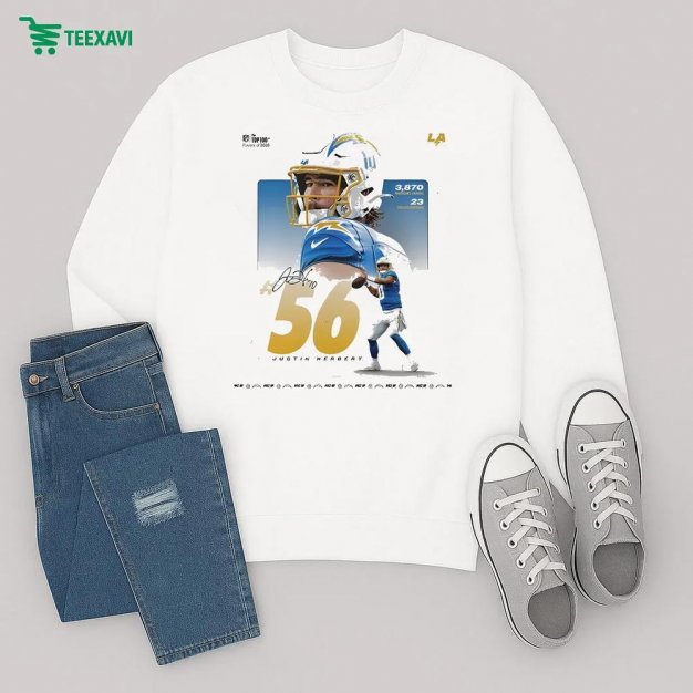 Justin Herbert Nfl Top 100 Ranked 56 For 2025 Season With La Chargers Nfl Season Sweatshirt