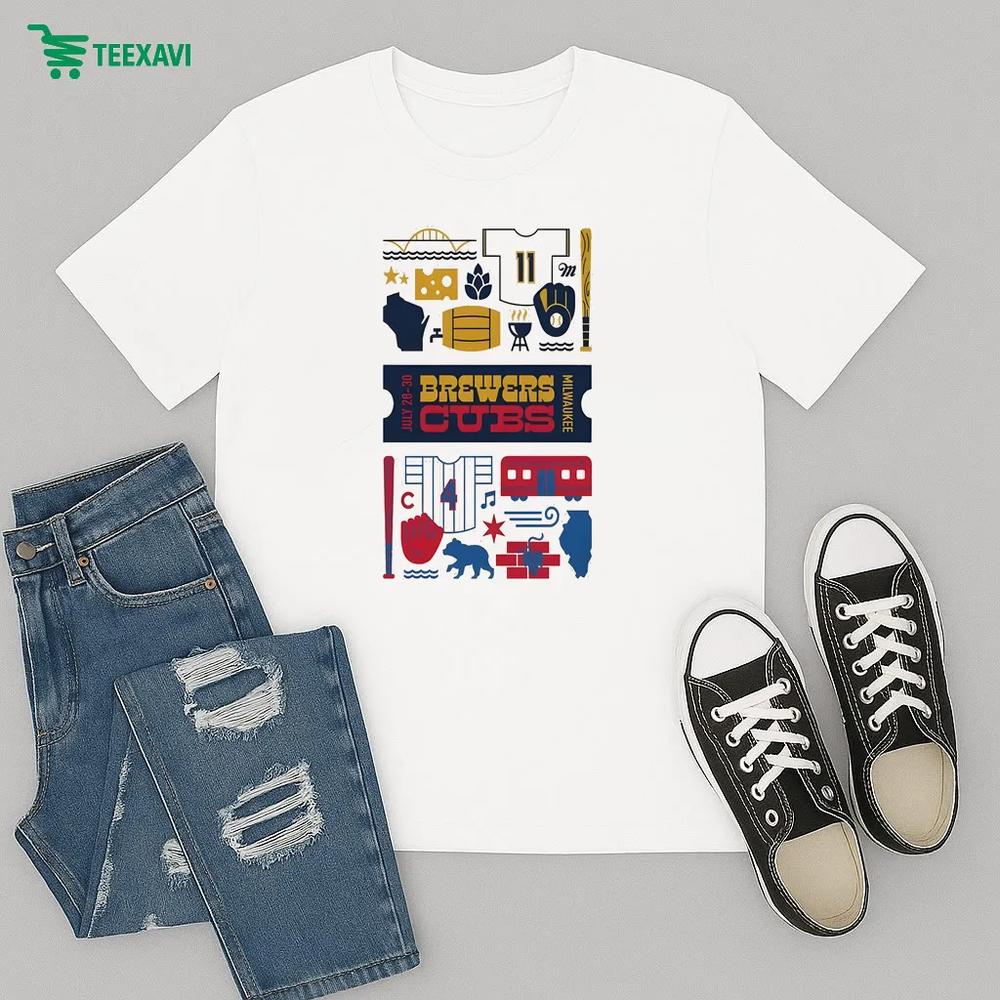 Milwaukee Brewers Vs. Chicago Cubs July 28-30, 2025 American Family Field, Milwaukee, Wi – T-shirt Milwaukee Brewers Vs. Chicago Cubs July 28-30, 2025 American Family Field, Milwaukee, Wi – T-shirt