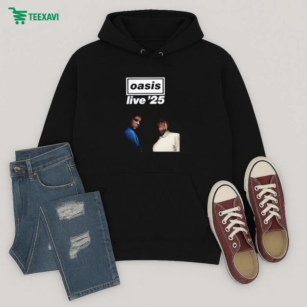Oasis Music Poster For Live 2025 Tour With Moody Portrait Artwork Of Liam And Noel Hoodie