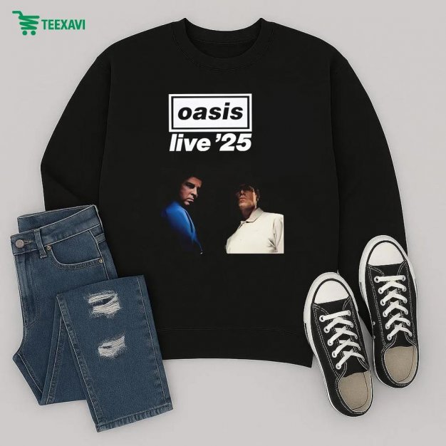 Oasis Music Poster For Live 2025 Tour With Moody Portrait Artwork Of Liam And Noel Sweatshirt