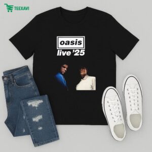 Oasis Music Poster For Live 2025 Tour With Moody Portrait Artwork Of Liam And Noel T-Shirt