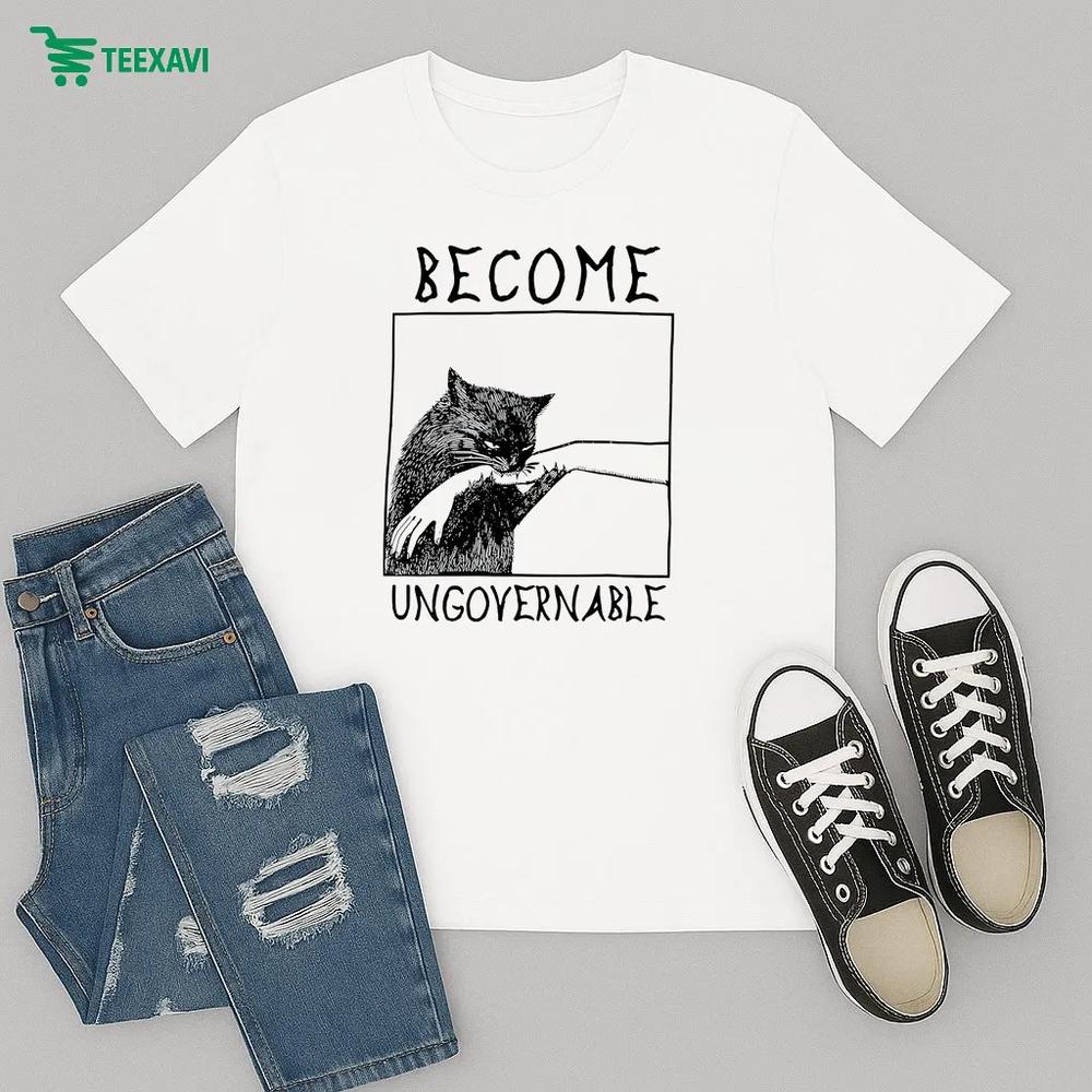 Official Become Ungovernable Cat Biting Hand – T-shirt Official Become Ungovernable Cat Biting Hand – T-shirt