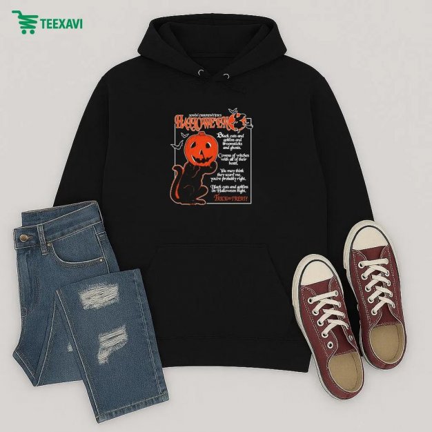 Official Halloween Black Cats And Goblins Hoodie