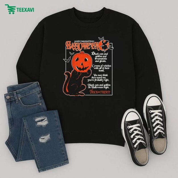 Official Halloween Black Cats And Goblins Sweatshirt