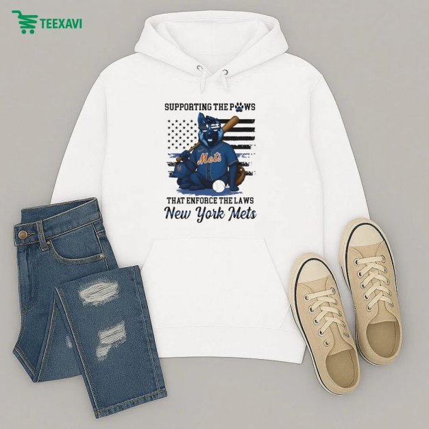 Official New York Mets Supporting The Paws That Enforced The Laws Dog Hoodie